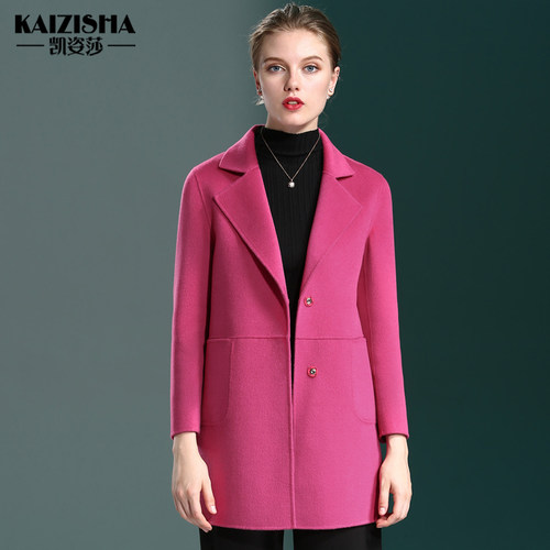 双面呢羊毛修身大衣短款妈妈装