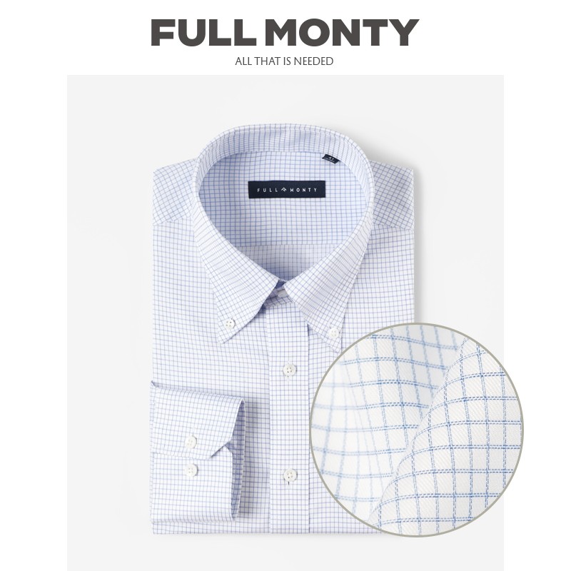 thumbnail for [100s double-ply pure cotton] wrinkle-resistant blue and white fine striped shirt for men, business suit shirt, long sleeve