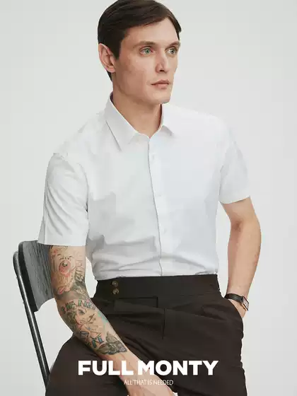 [No-Iron, Anti-Wrinkle] Short-Sleeved Shirt for Men, Business Casual Formal Wear, Professional Suit, White Shirt, Summer Thin Style