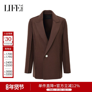 莱芙艾迪儿秋冬简约休闲气质短大衣女时尚都市通勤气质干练外套