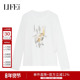 莱芙艾迪儿品牌女装 印花T恤1E1T22063 长袖 新款 上衣休闲简约时尚