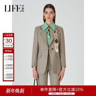 莱芙艾迪儿秋冬职场通勤知性优雅西装 收腰外套 外套女复古修身