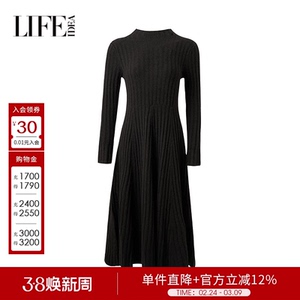 莱芙艾迪儿商场同款优雅百搭打底毛织连衣裙女时尚修身显瘦连衣裙