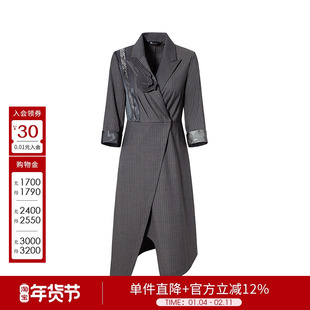 时髦干练通勤西装裙秋季格雷系高智感气质连衣裙2D3L94029