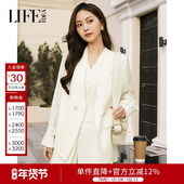 莱芙艾迪儿职场通勤秋冬优雅温柔百搭OL风西装 中长外套女