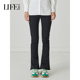 高腰黑色牛仔裤 子女秋冬新款 莱芙艾迪儿裤 1W4K77012 商场同款