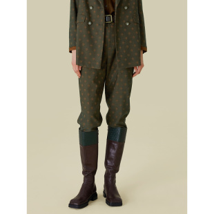 小个子5E3K74184 印花高腰直筒裤 时尚 气质复古百搭休闲裤