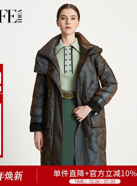 【商场同款】莱芙艾迪儿品牌冬季长款连帽女羽绒服外套1D4Y69227