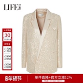莱芙艾迪儿时尚 复古重工亮片设计感外套女士优雅亮丽西装 外套
