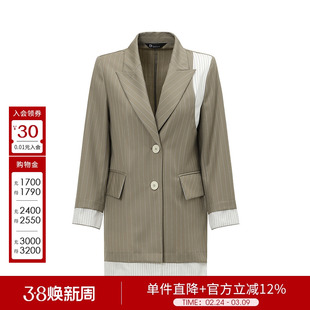 D佳美学馆正式职场通勤干练利落西装外套女秋时尚拼接设计感外套