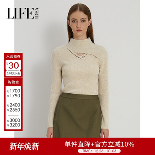 显瘦打底毛衫 气质修身 女经典 莱芙艾迪儿秋冬时髦摩登镂空针织衫