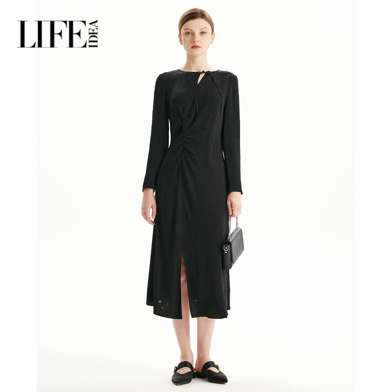 莱芙艾迪儿女士超好看气质国风连衣裙不对称设计新中式女装