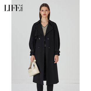 莱芙艾迪儿法式 随性慵懒简约外套 气质优雅长风衣女秋冬新款