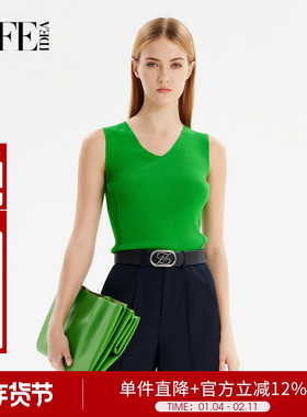 莱芙艾迪儿针织背心时尚简约打底衫多巴胺无袖上衣1E1M39122