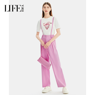 莱芙艾迪儿商场同款经典百搭直筒背带裤女时尚温柔减龄休闲裤