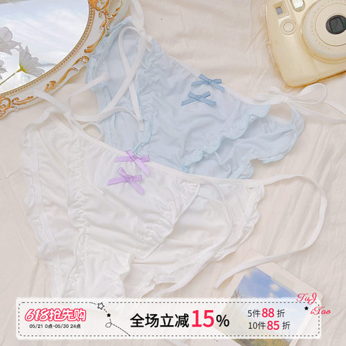 纯欲风冰丝内裤性感薄款绑带