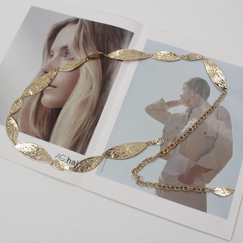 여성용 얇은 허리 체인 드레스 장식 벨트 골드 벨트 금속 잎 스커트가 달린 하이 엔드 거들