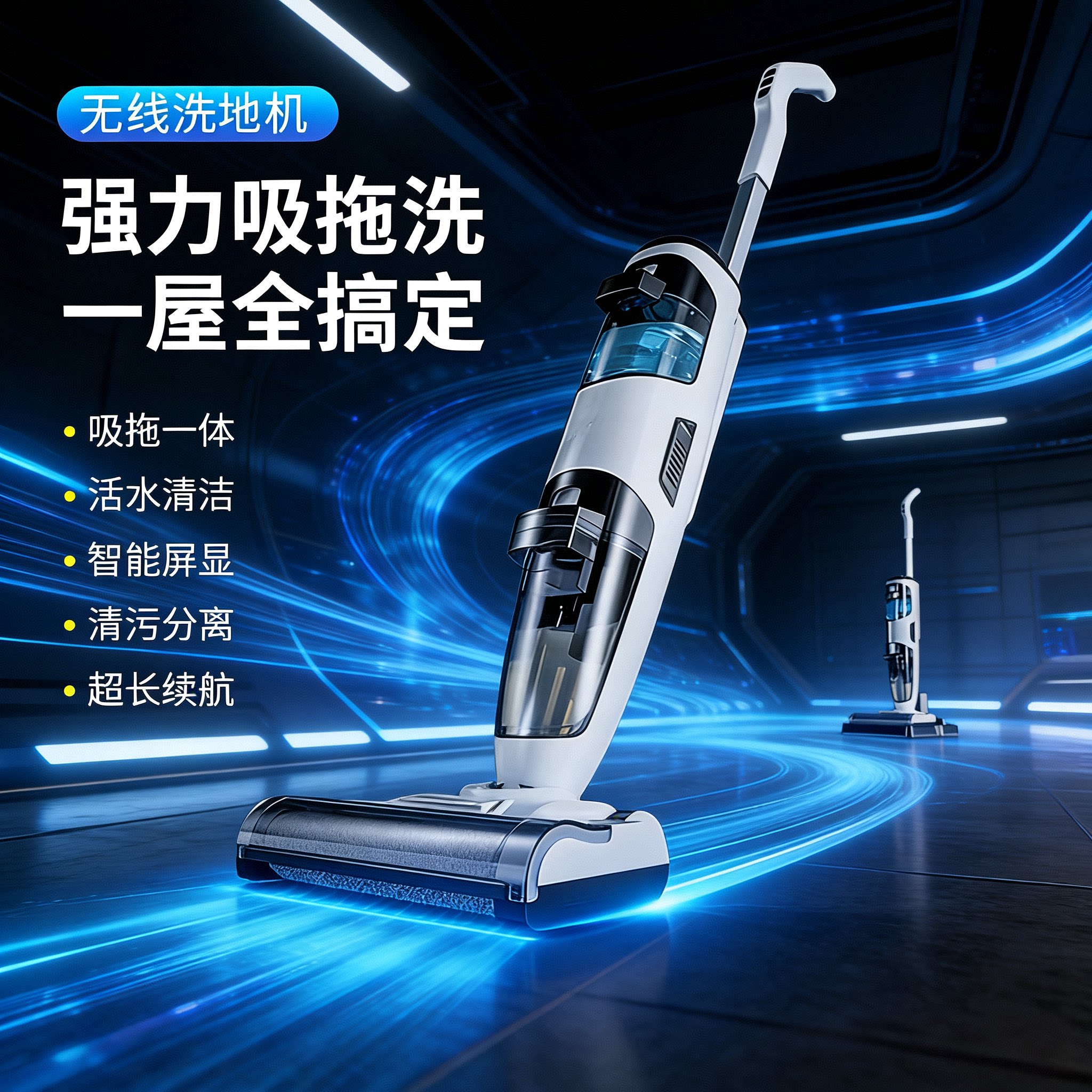 26新款家用无线洗地机手持自清洁电动拖把智能吸尘拖地一体清洁机