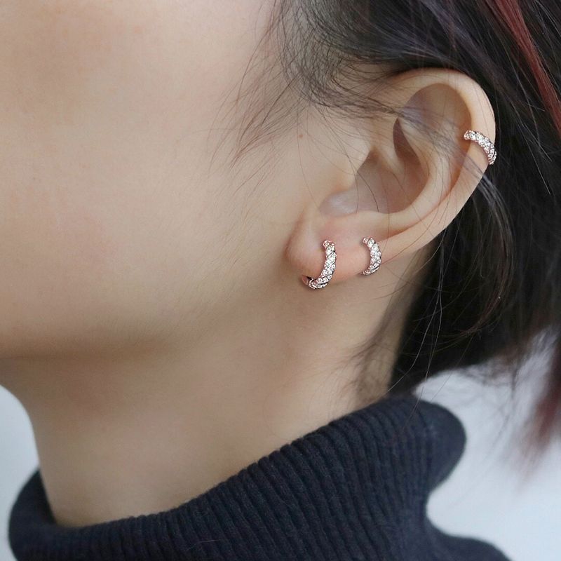 满钻耳骨环S925银2023新款设计感小众睡觉免摘耳环耳饰耳扣耳圈