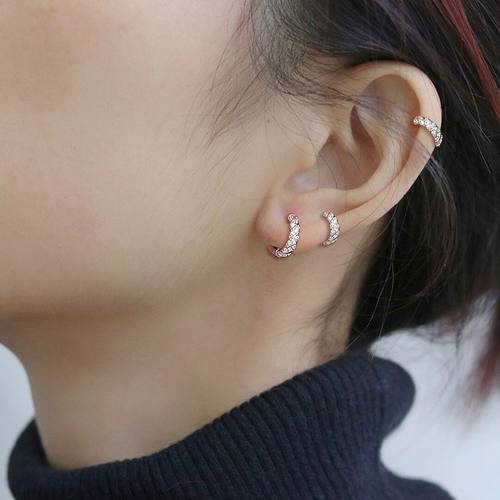 满钻耳骨环S925银2023新款设计感小众睡觉免摘耳环耳饰耳扣耳圈