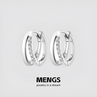 双环耳环耳圈设计感冷淡风耳饰潮男耳扣简约双层耳扣