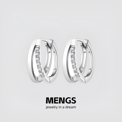 双环耳环耳圈设计感冷淡风耳饰潮男耳扣简约双层耳扣