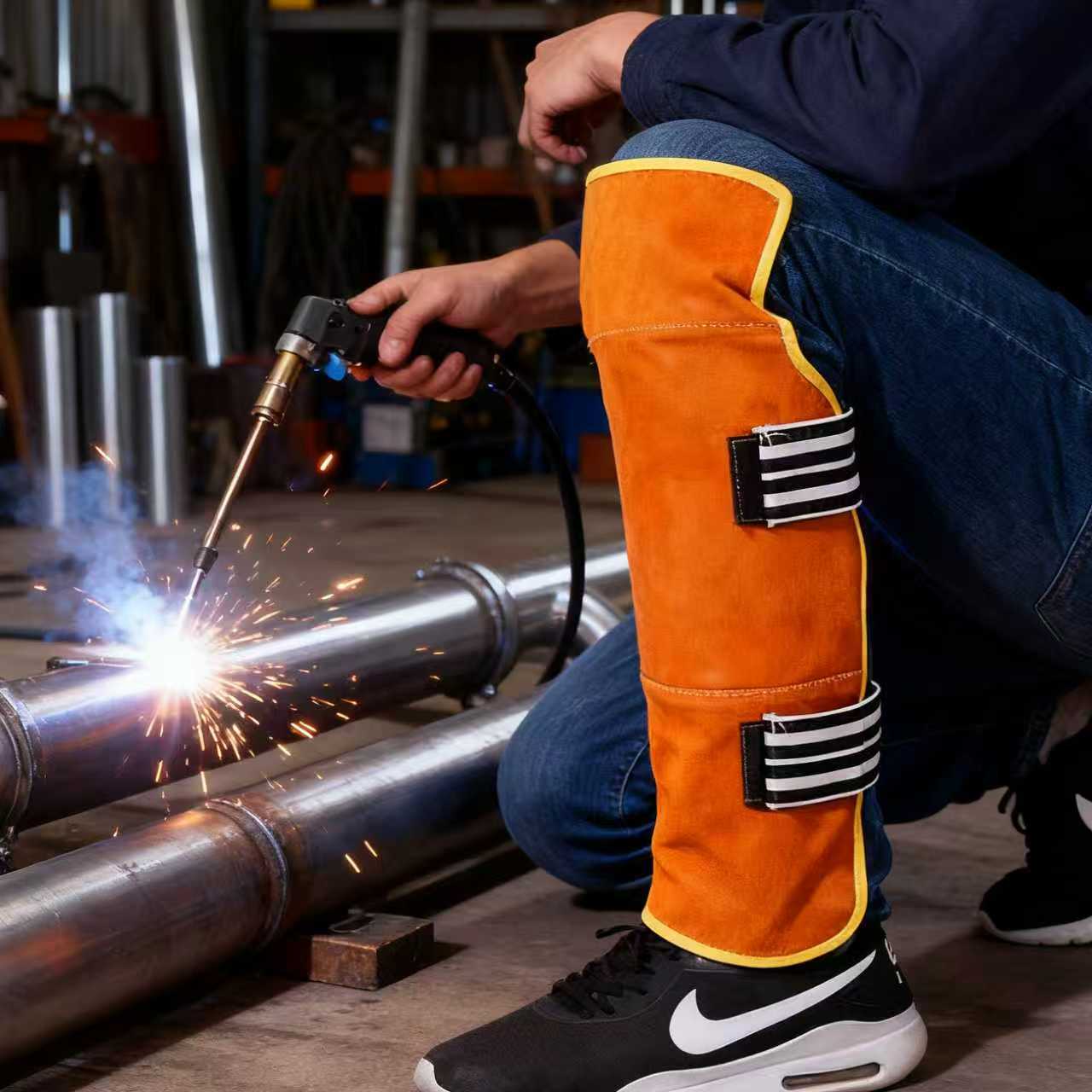 牛皮电焊护腿护膝焊工护脚套脚盖