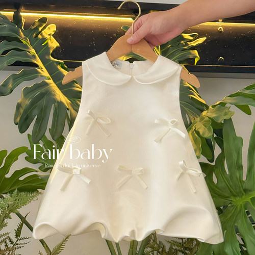 女宝宝周岁抓周礼服2026新款夏款白色花童礼服洋气生日公主连衣裙