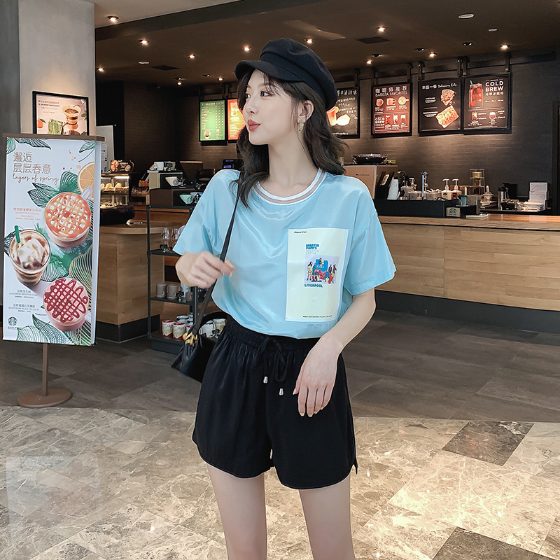 雪紡短袖T恤女2019新款夏季印花流行上衣百搭學生古著感少女半袖在類目 女裝/女士精品, T恤中 - 來自Buy2taobao.com提供專業的淘寶代購服務