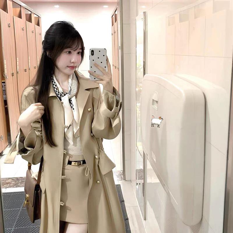 高级感超好看收腰风衣外套女小个子中长款英伦风卡其色大衣秋冬季
