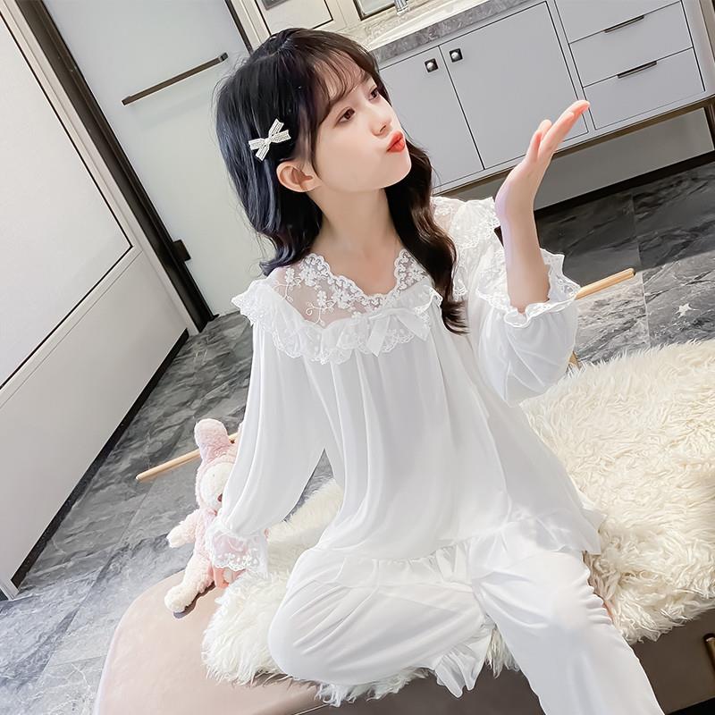 儿童睡衣小女孩春秋季宫廷风长袖居家服2025女童宝宝春装长袖套装