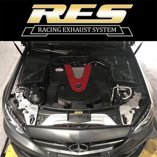 奔驰AMG E43智能中尾段阀门排气改装 RES高流量头段三元 跑车音 C43