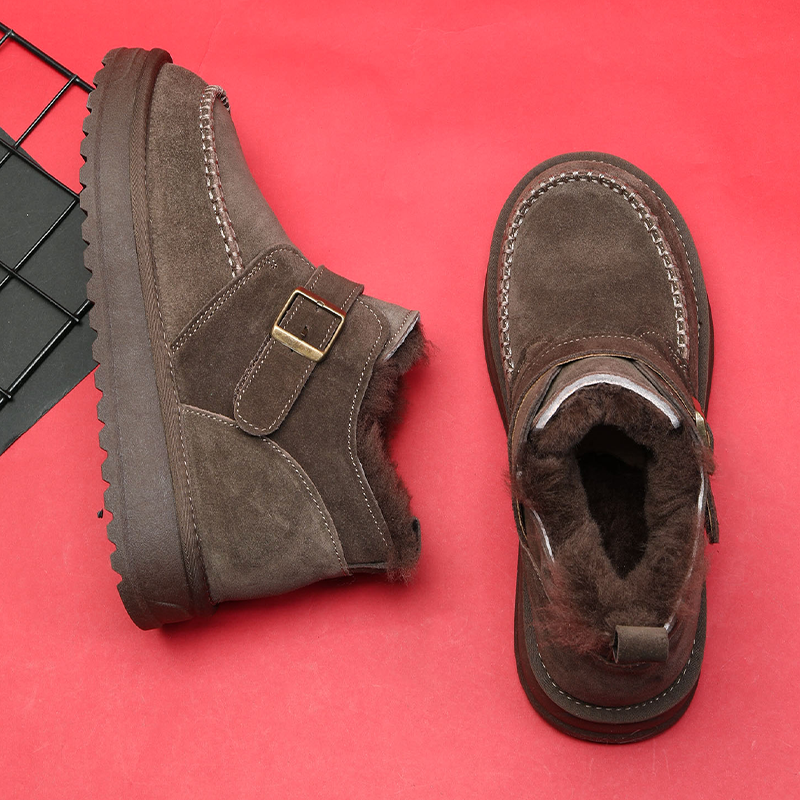 翻毛皮鞋男羊毛羊绒加厚雪地靴