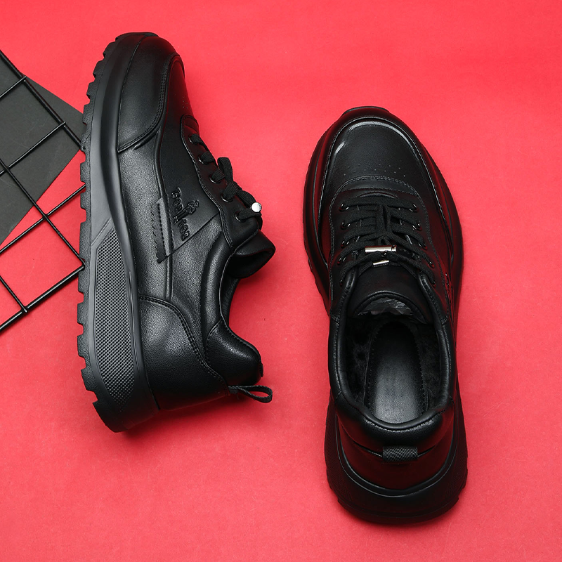 头层牛皮一脚蹬运动棉鞋保暖舒适