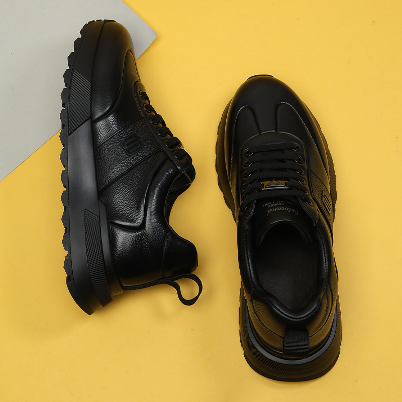 头层牛皮高档男鞋增高发泡轻软底