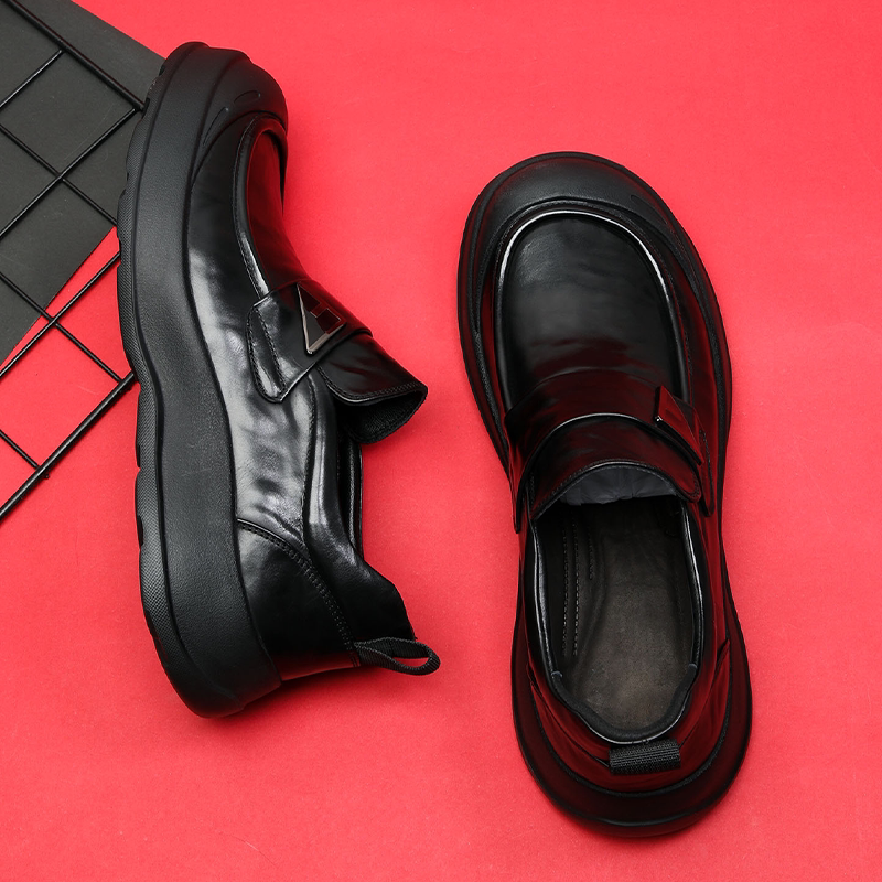 VIFIRFAR休闲皮鞋男款2026新款春宽脚头层牛皮厚底防撞一脚蹬男鞋