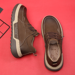 头层牛皮加绒加厚宽脚高帮鞋 男2025新款 保暖棉鞋 VIFIRFAR真皮冬季