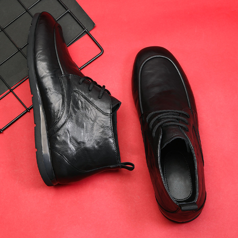 棉鞋头层牛皮高帮皮鞋软底舒适