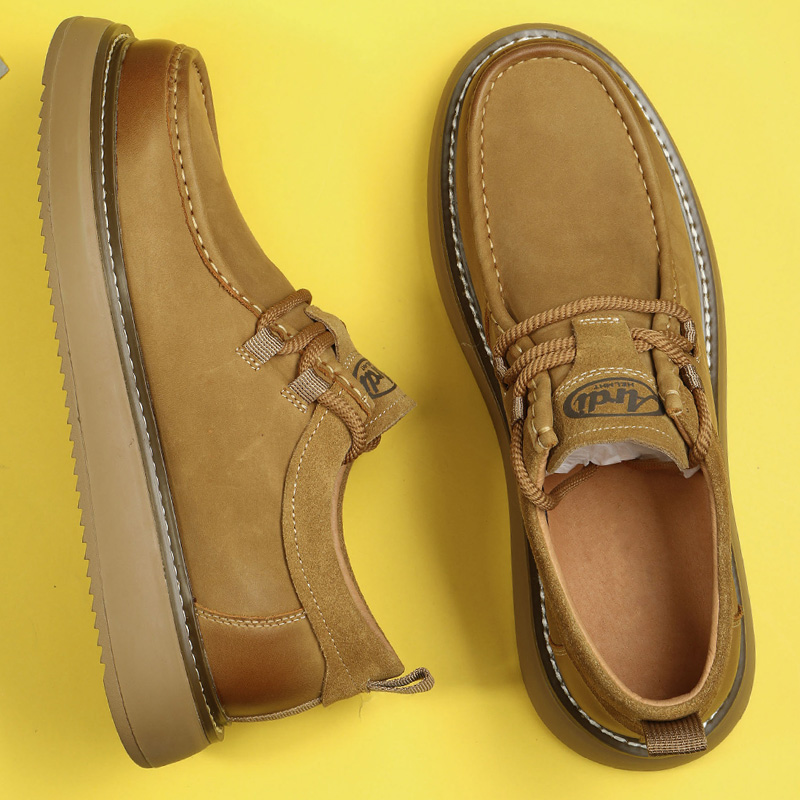 增高厚底真皮工装鞋男秋冬季新款