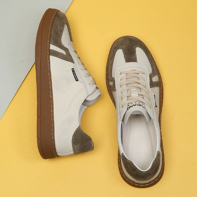 全牛皮休闲板鞋男复古百搭