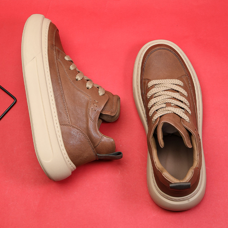 真马皮高帮鞋复古百搭软底舒适