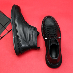 VIFIRFAR软底真皮高帮板鞋男款2025新款冬季一脚蹬加绒保暖二棉鞋