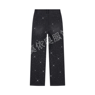 莫文蔚同款2025秋季新款亮钻吊带烫钻星星裤牛仔裤