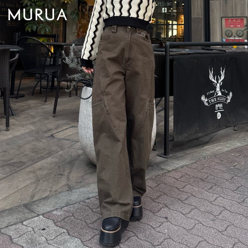 MURUA夏季百搭工装阔腿裤小个子