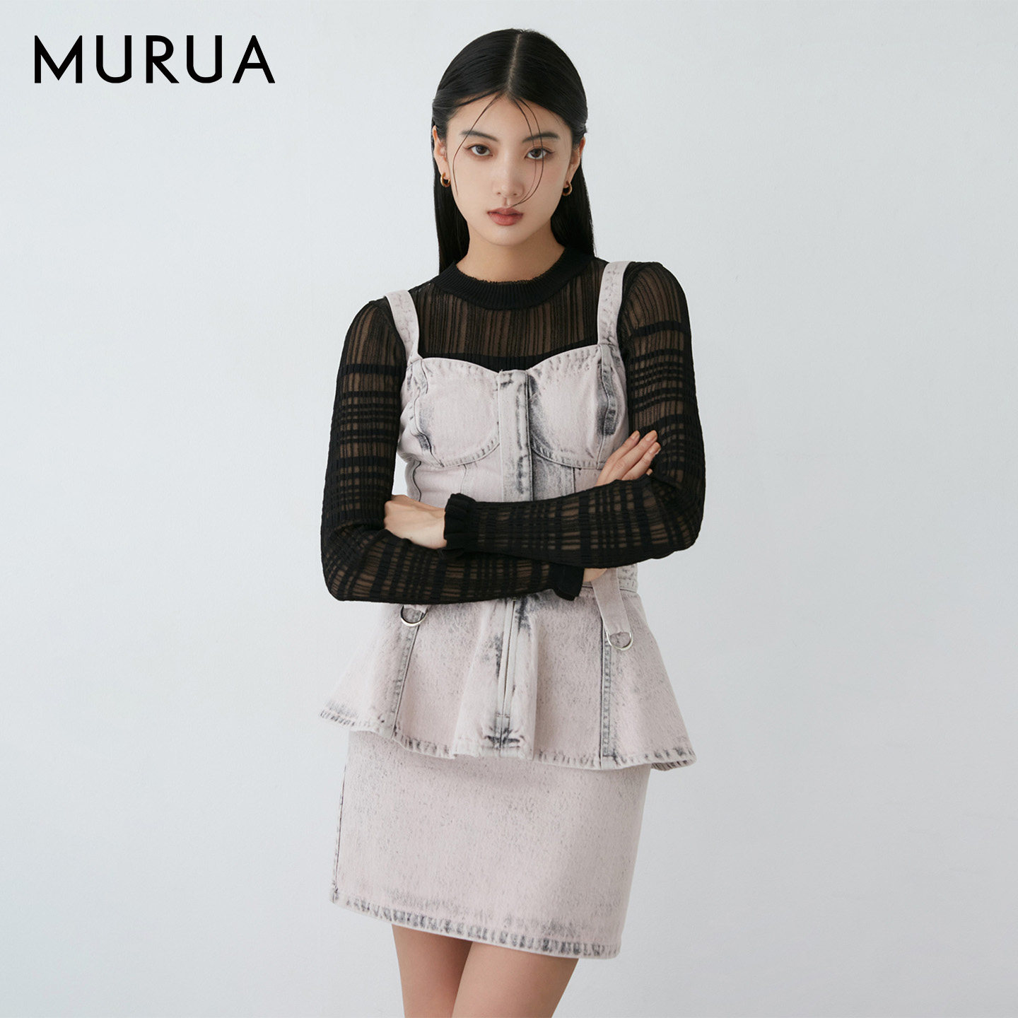 MURUA2025年春季新品百搭可拆卸荷叶边做旧风牛仔短裙0125125051,女装/女士精品,半身裙,淘宝优惠券,粉丝福利购,淘宝优惠卷