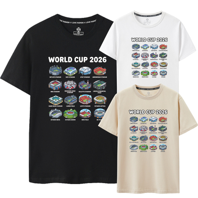 2026世界杯美加墨球场足球球迷德国法阿根廷队英格兰巴西短袖T恤
