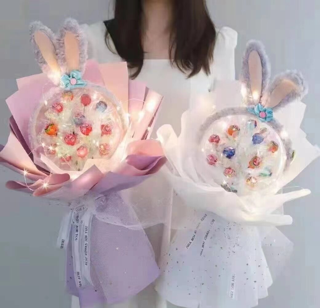 气球卡通太空小红花diy网红花束图片
