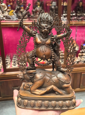 阎魔敌/却甲/地狱主/俱誓法王/阎罗王/阎魔护法/曲杰23cm紫铜佛像