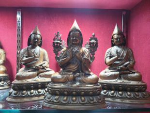 宗喀巴大师/师徒三尊/紫铜佛像梵天佛堂供奉摆件/贾曹杰/克珠杰