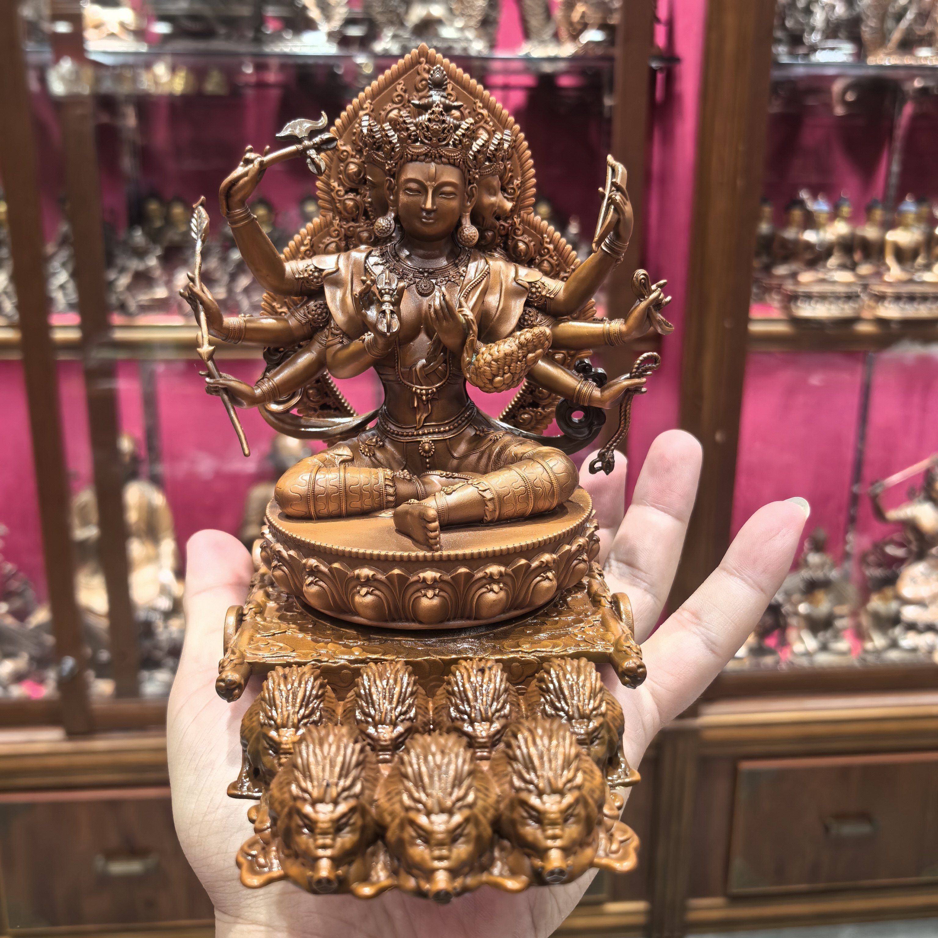 斗姆元君/摩利支天/具光fo母/15cm红铜佛像铜像梵天佛堂供奉摆件